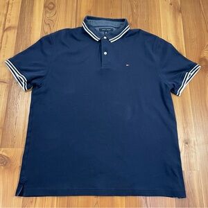 Tommy Hilfiger Classic Cotton Men’s Polo 1/4 Button Short Sleeve Shirt Navy XL